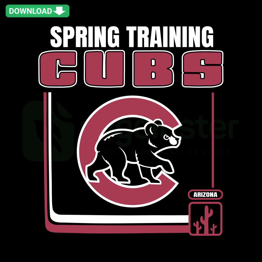 Spring Training Cubs Baseball MLB SVG, Digital Download, perfect for Cricut/Silhouette crafts, featuring team logo and bat design.
