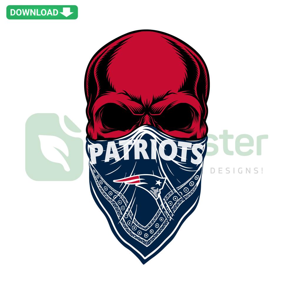 New England Patriots Skull SVG Download, Editable Files: Bold skull design with team-themed elements. Perfect for fans, crafts.