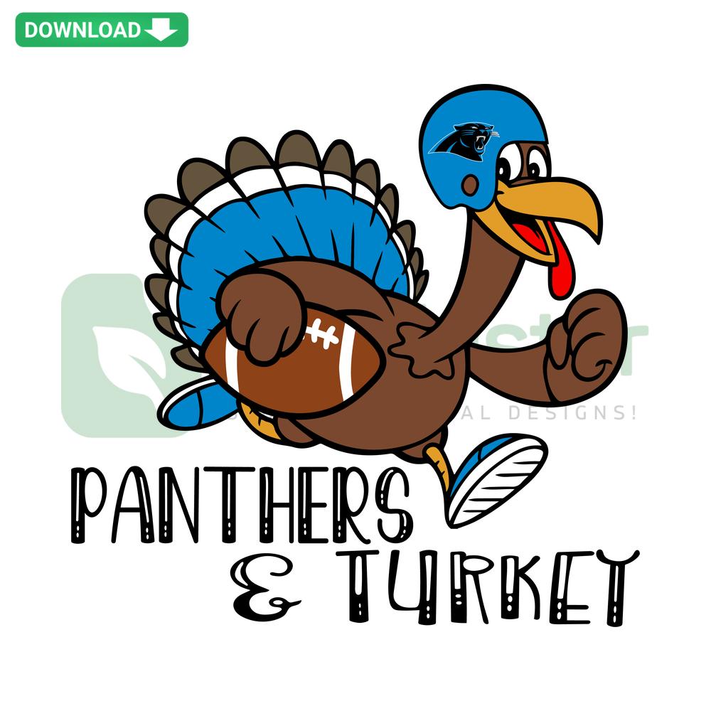 Panthers And Turkey Football SVG Template for Cricut, Festive Panther and Turkey Design, Football Season Craft File Download