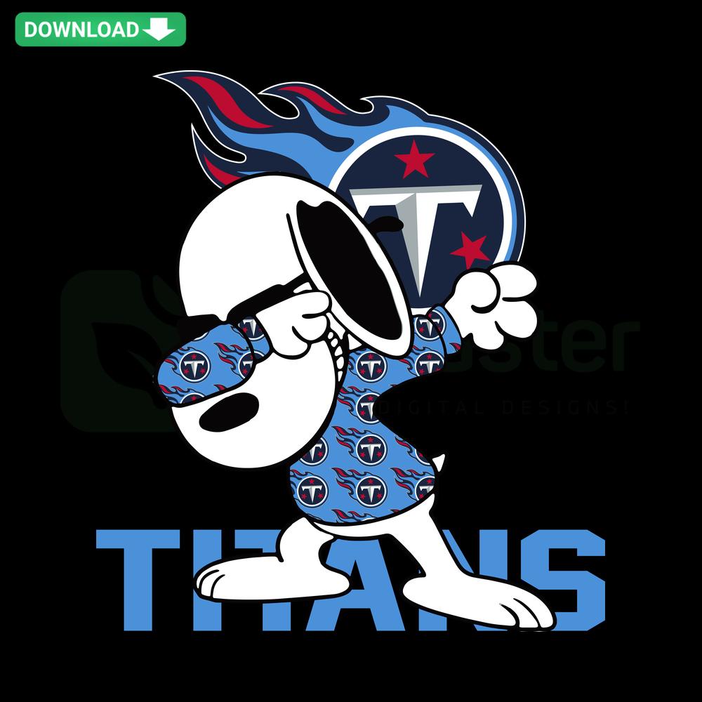 Snoopy as Tennessee Titans SVG, high-quality digital file featuring NFL team mascot in playful design, perfect for crafts or shirts.