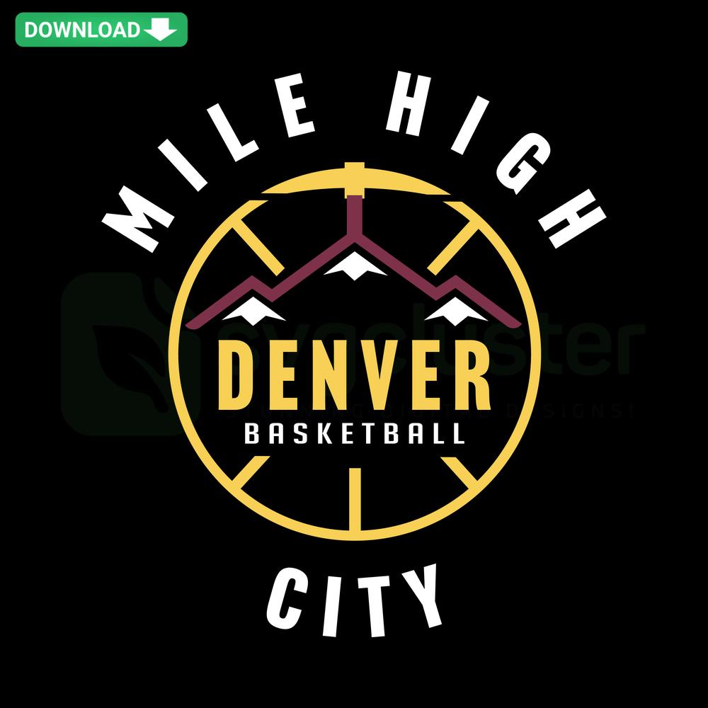 Vintage Denver Basketball SVG: Mile High City Vector Design featuring retro style elements and bold Colorado-themed graphics.