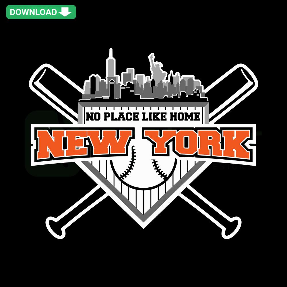 No Place Like Home New York Mets Baseball SVG, digital download, colorful design featuring iconic Mets logo and baseball elements.