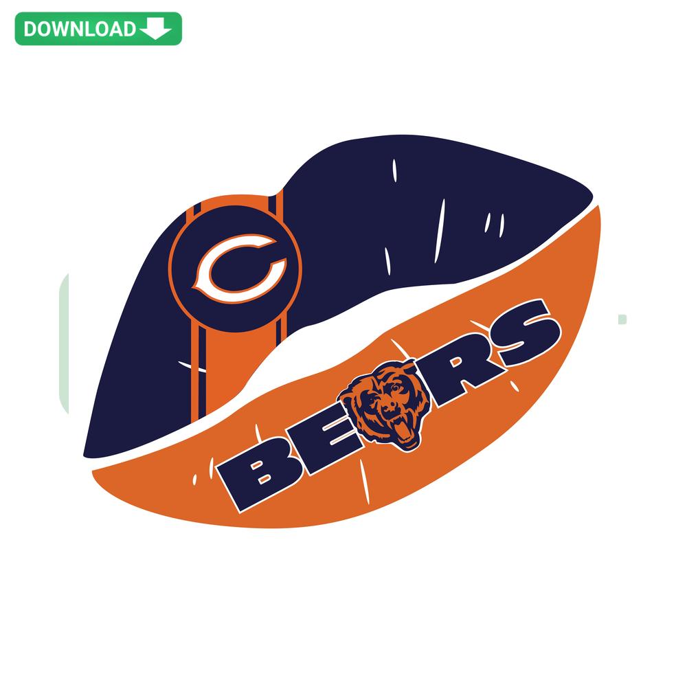 Chicago Bears-themed lip SVG: high-res digital download featuring football design, perfect for sports crafts and designs.