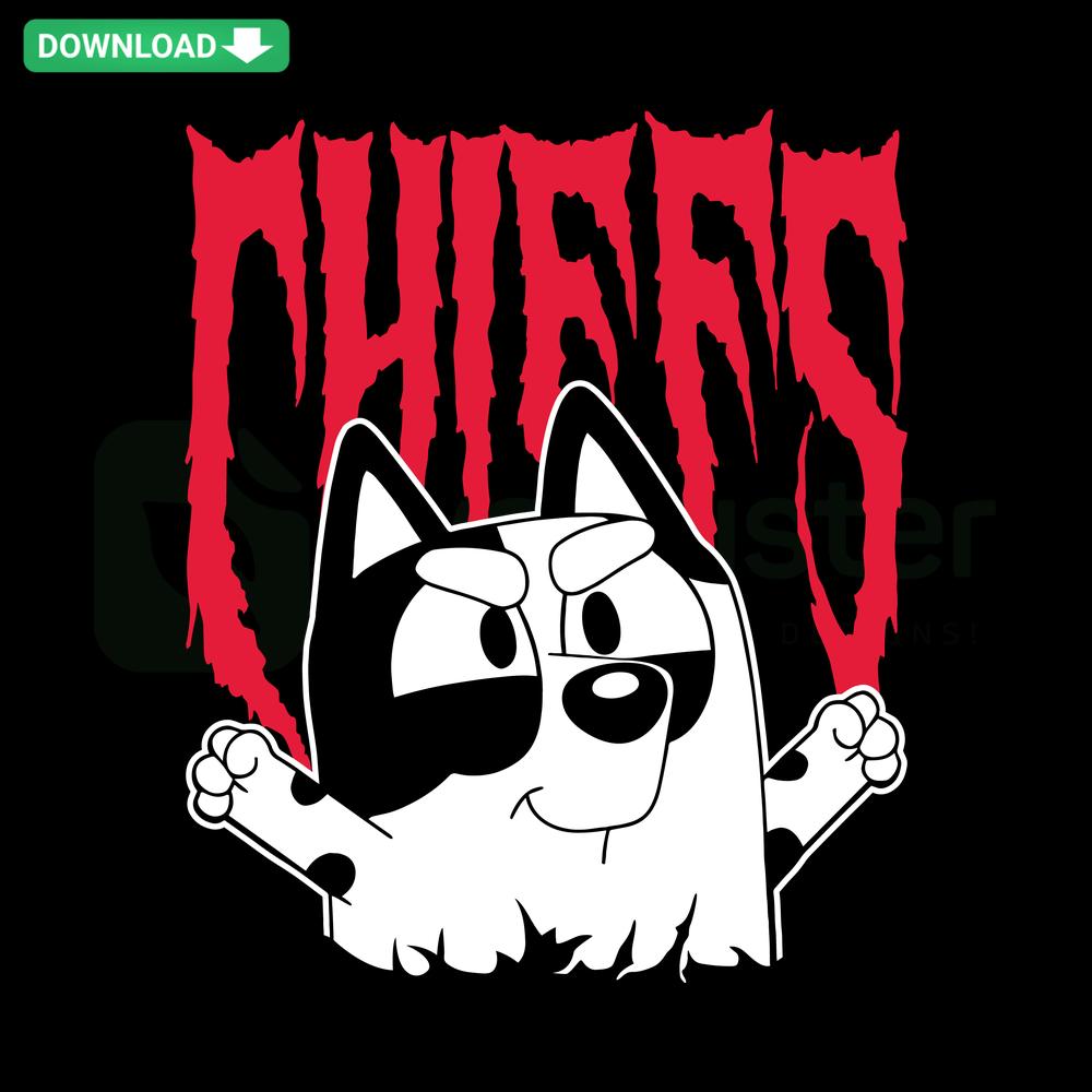 Bluey Muffin Kansas City Chiefs NFL SVG with team logo and colors, digital download, ideal for DIY crafts and merchandise.