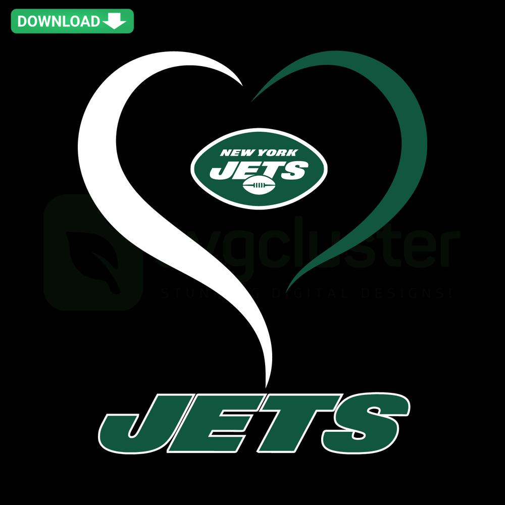Love New York Jets SVG Digital Download: High-resolution design featuring Love with Jets logo, perfect for crafting and decor.