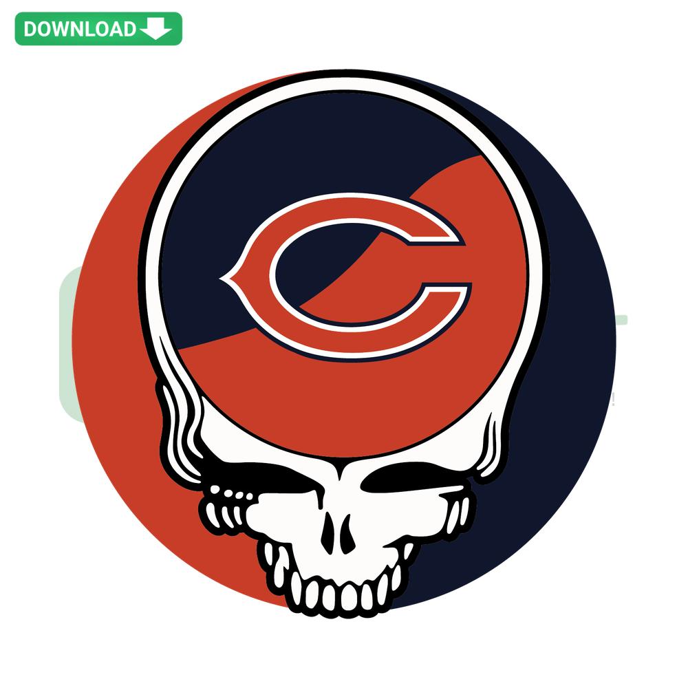 Chicago Bears Skull SVG: Bold skull design with iconic Bears logo, perfect for sports-themed digital and printable crafts.