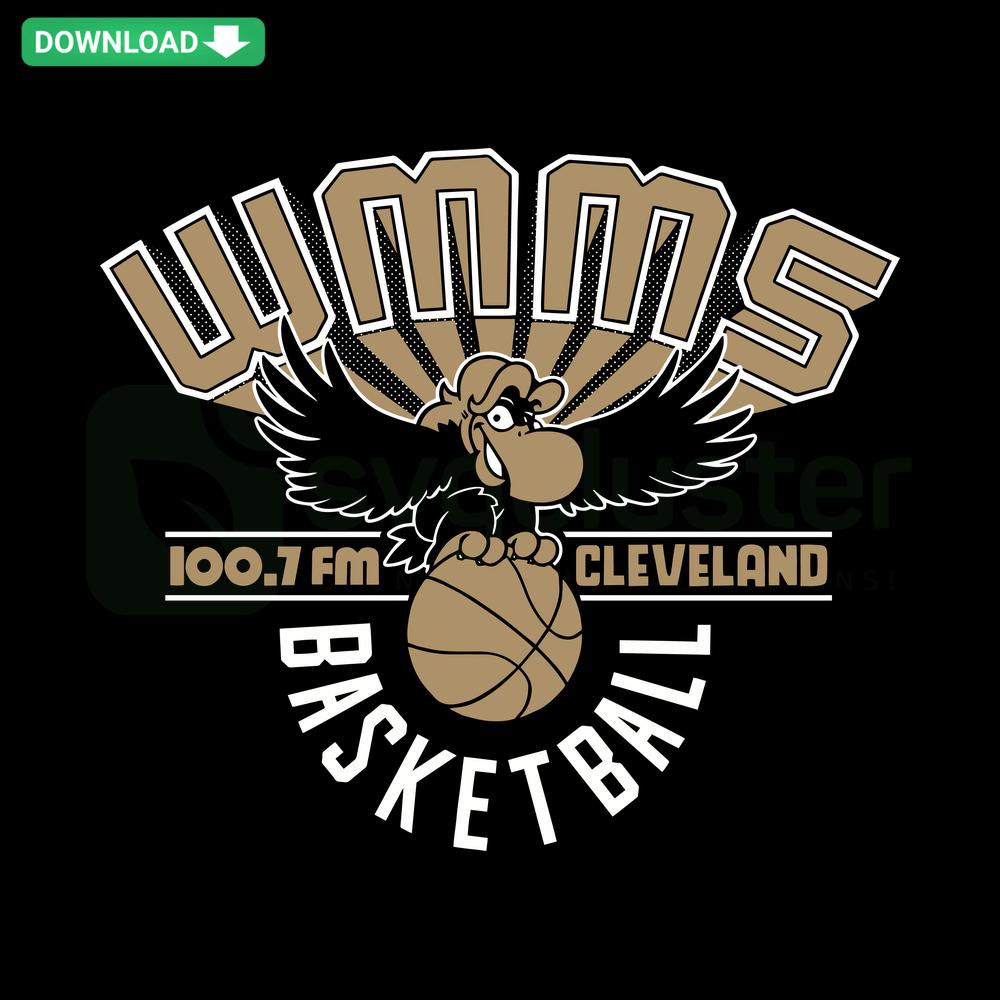 Cleveland NBA SVG featuring bold WMMS Basketball design, perfect for digital download, premium SVG files for designers.