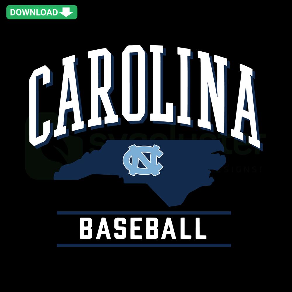 Blue UNC Baseball Carolina SVG Clip Art, NCAA-themed digital download, featuring bold text and sporty design elements.