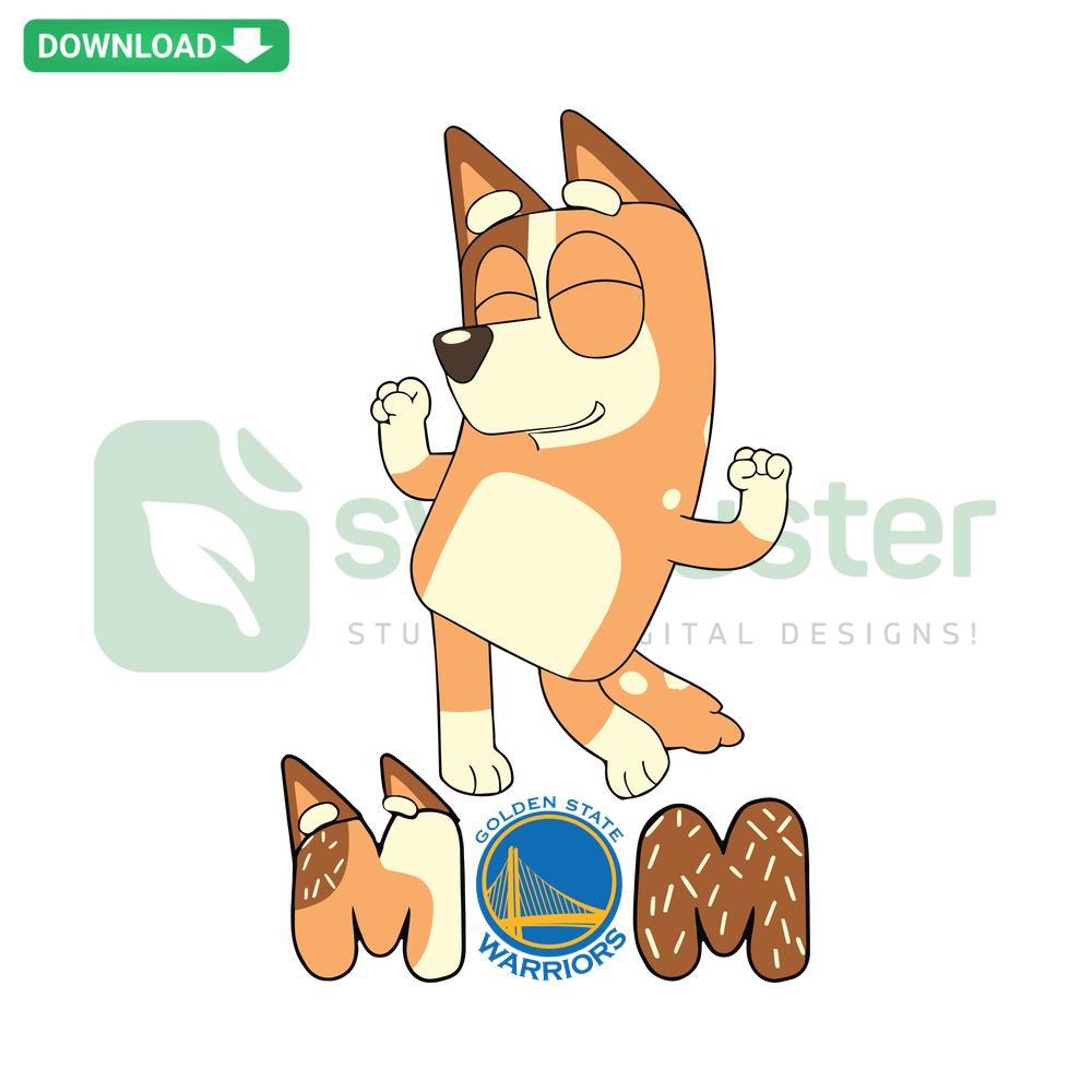 Bluey Mom Golden State Warriors Basketball SVG for Cricut, Instant Download, Bluey Character in Warriors Jersey, Digital Design