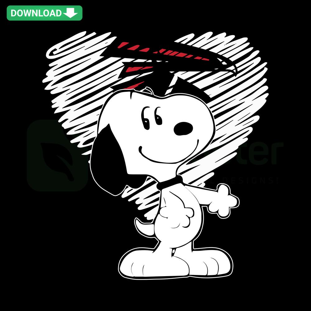 Snoopy holding a football, wearing a Falcons hat, SVG download, vector graphics, Falcons Football fan design.