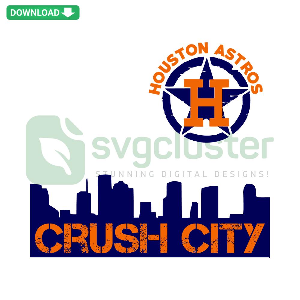 Houston Astros Crush City SVG Digital Download: Bold orange and navy design for T-shirt, perfect for Astros baseball fans.