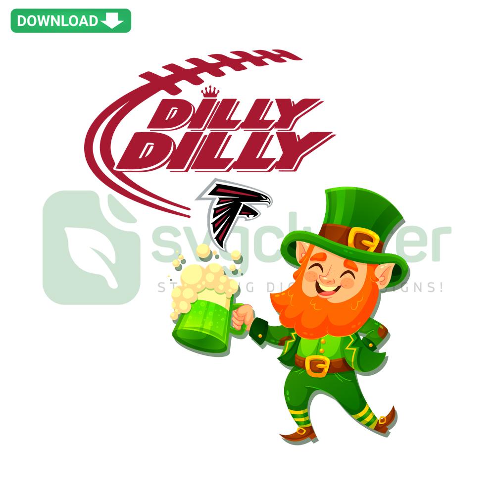Atlanta Falcons Dilly Dilly SVG file collection featuring St. Patrick's Day-themed design with team logo and festive elements.