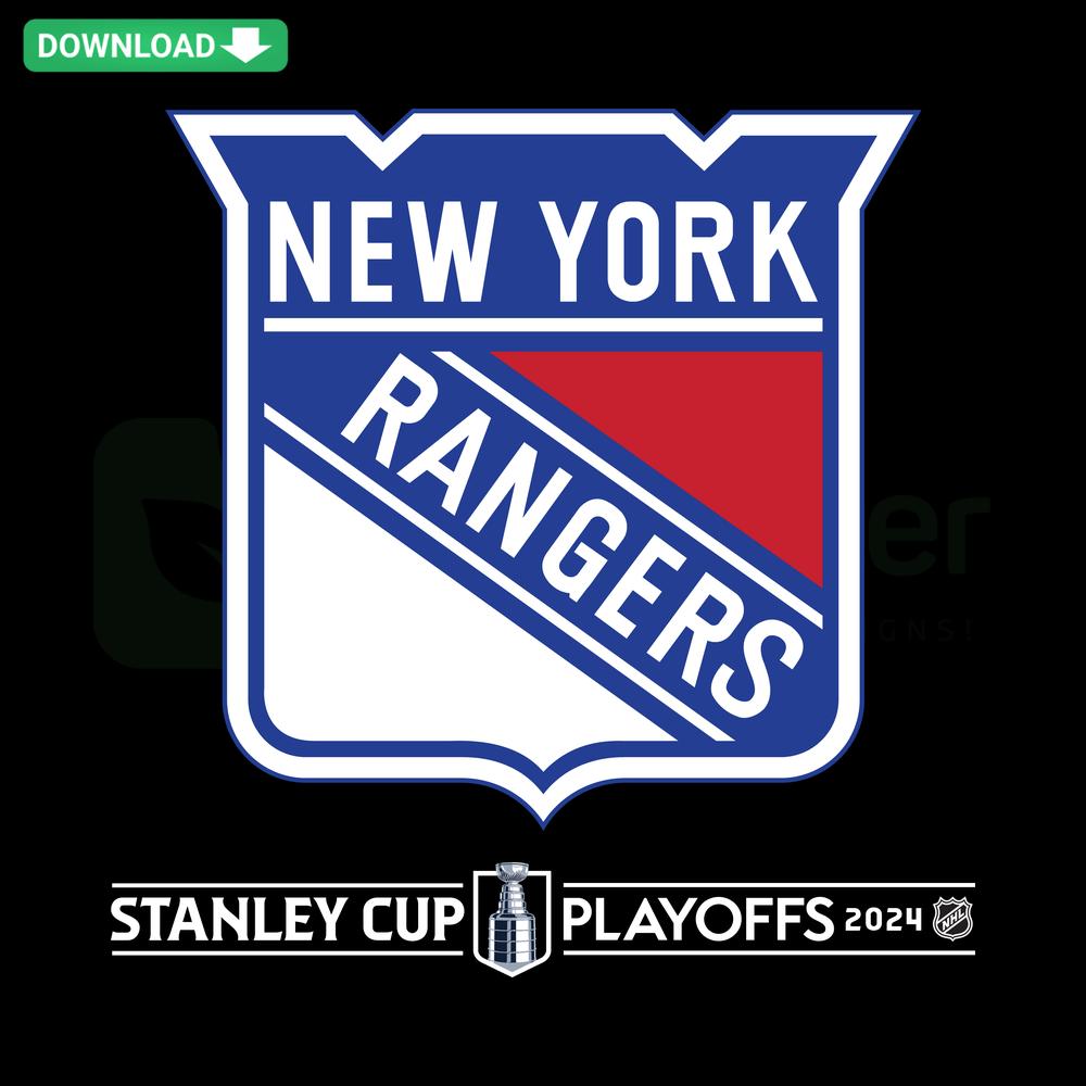 New York Rangers 2024 Stanley Cup Playoffs NHL SVG, Download vector featuring team logo and playoff-themed graphics.