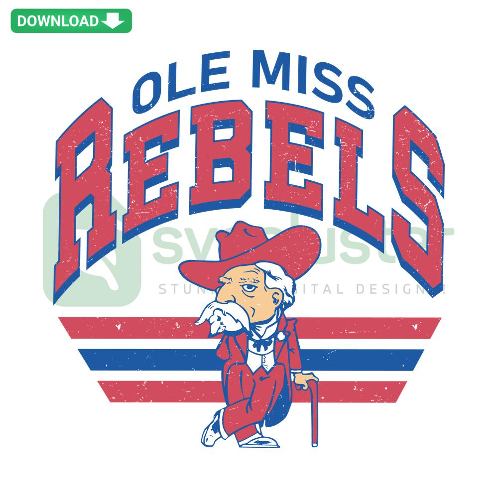 Retro Ole Miss Rebels SVG Design, Vintage Logo, High-Res Digital Files, Custom Download, Sports Team SVG, Southern Flair