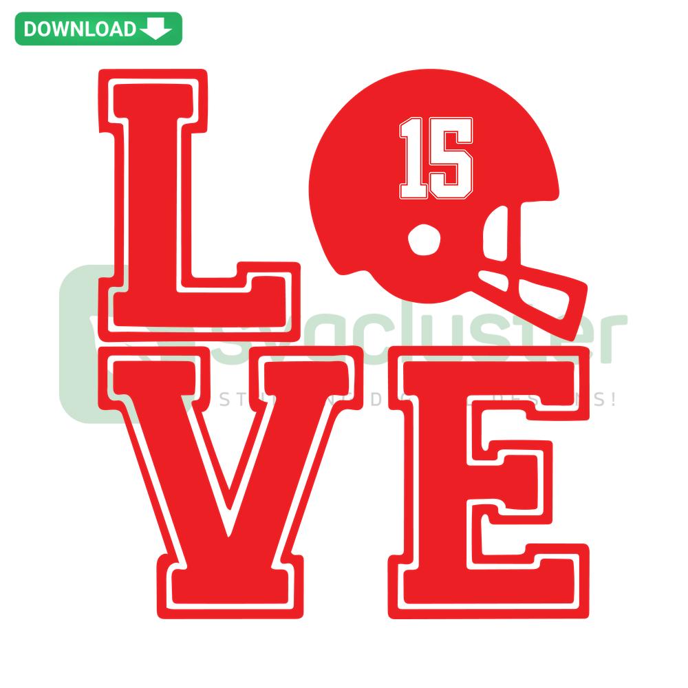 Kansas City Football Helmet SVG, bold Chief Love text, high-quality digital design, perfect for sports fans and crafting.