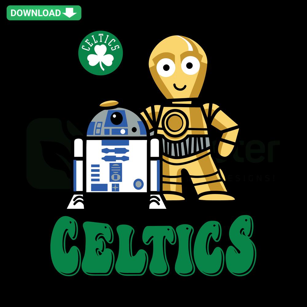 Boston Celtics and Infant Star Wars Basketball SVG with high-resolution design featuring Celtics logo and Star Wars elements.