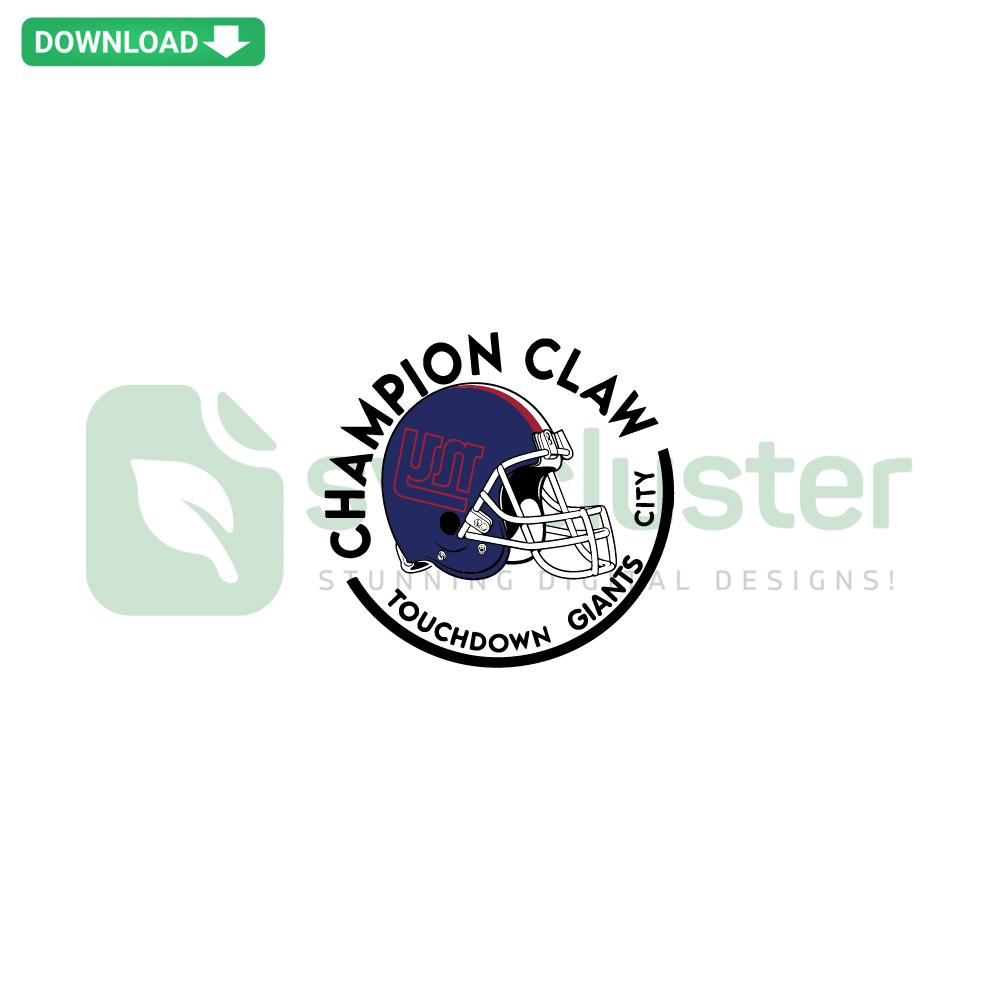Champion Claw Touchdown Giants City SVG, high-res football logo design with sharp claws gripping a football graphic.