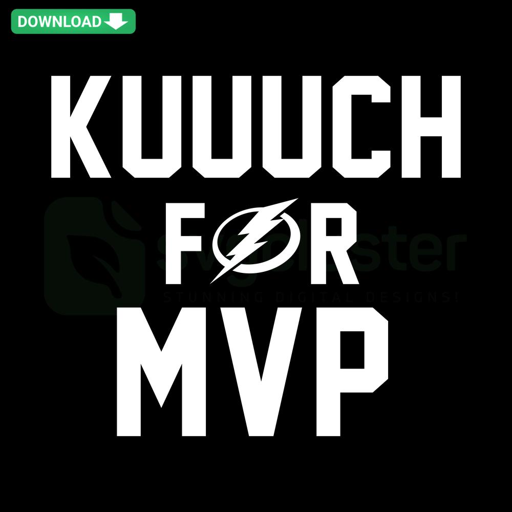 Stylized Tampa Bay Lightning Kucherov MVP SVG with blue, white lightning bolt design, vector digital download, hockey graphic.