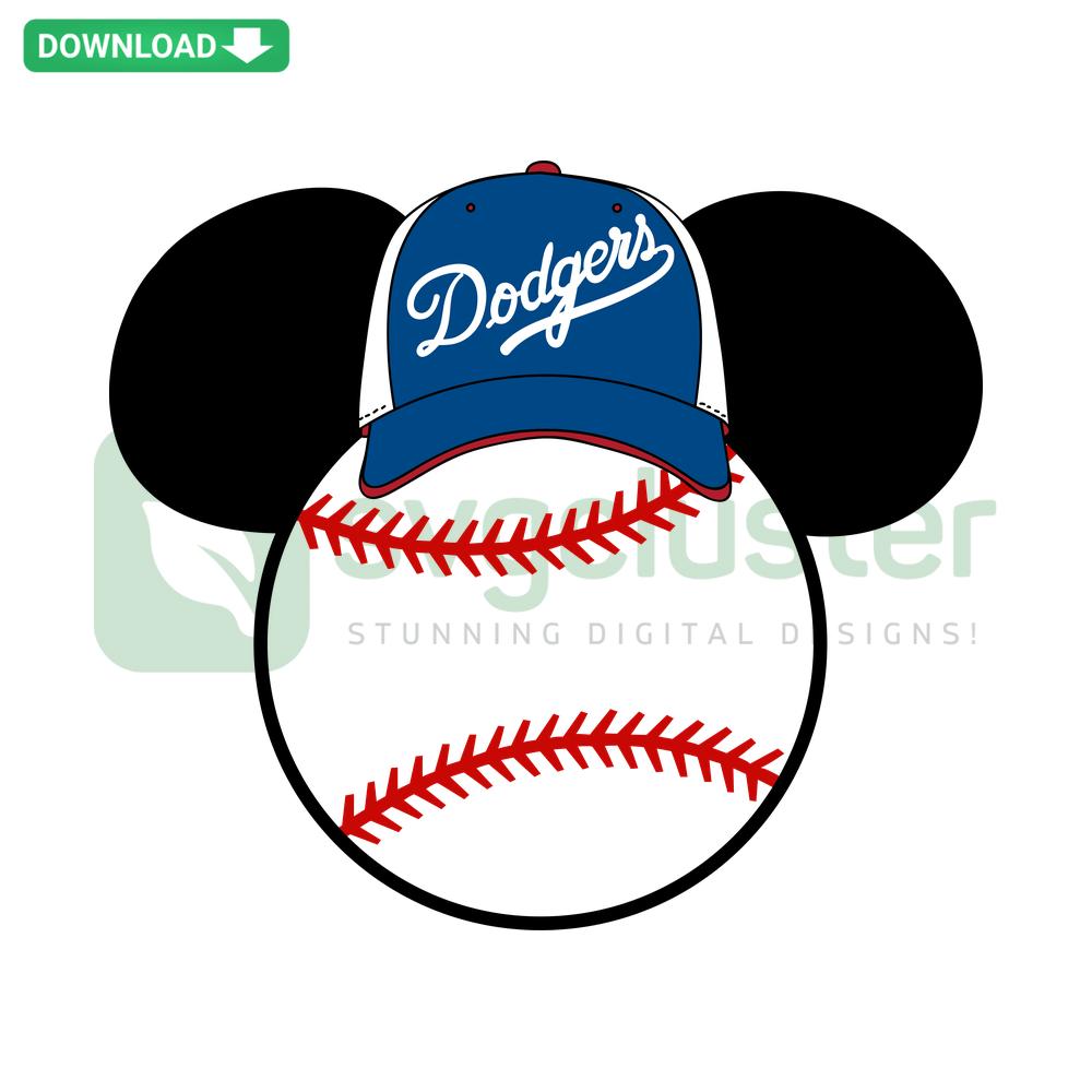 Los Angeles Dodgers Mickey Mouse Head SVG, High-Resolution, featuring iconic Dodgers logo with Mickey Mouse silhouette, digital vector file.