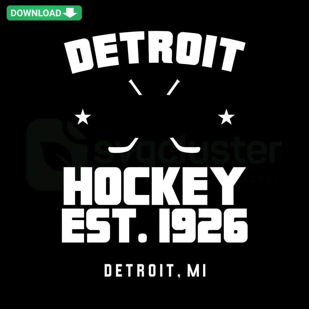 Retro Detroit Hockey 1926 NHL SVG Cut Files, Vintage Digital Download with Authentic Jersey Design Elements for DIY Crafts.
