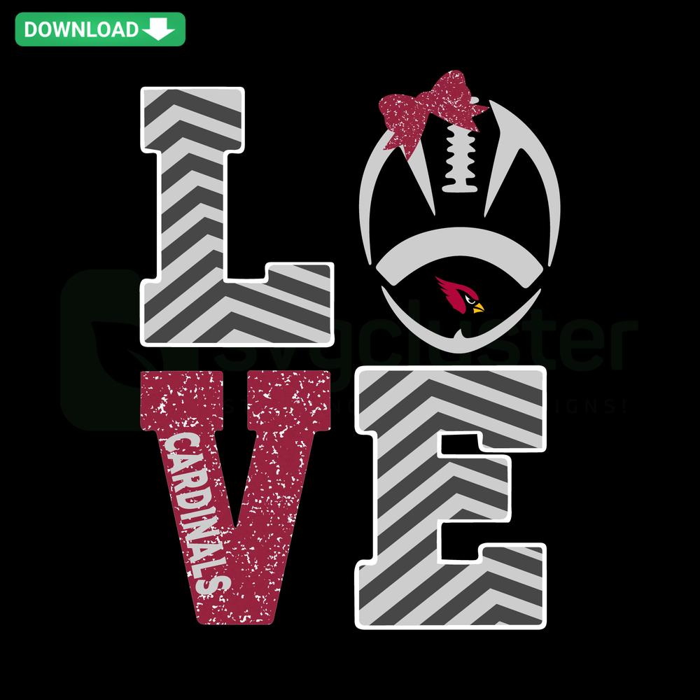 Love Cardinals Logo Football SVG for Cricut, featuring bold cardinal design, perfect for DIY, crafting, and sports fan projects.