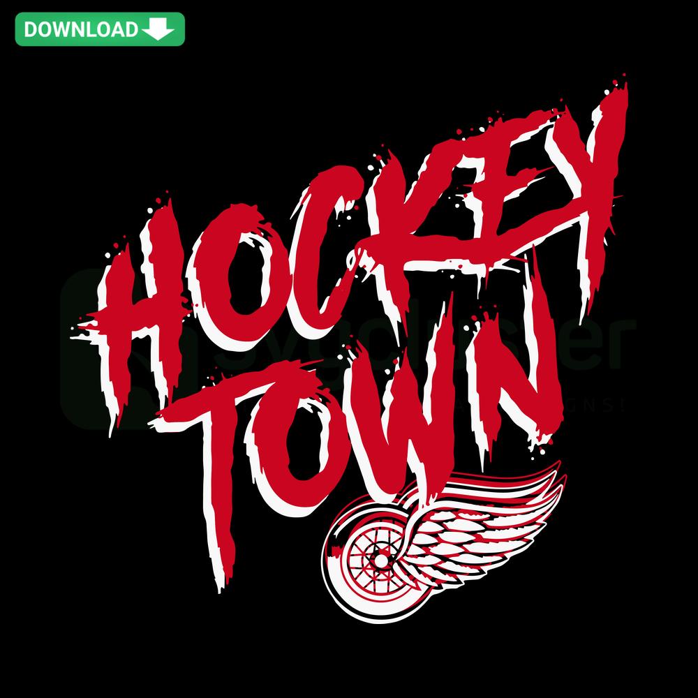 Hockey Town Detroit Red Wings NHL SVG, Featuring Iconic Red Wings Logo Design, Instant Digital Download Graphics