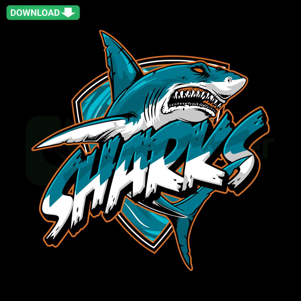 Angry San Jose Sharks Hockey SVG, digital download for crafts, print-ready, fierce shark graphic, sports team design.