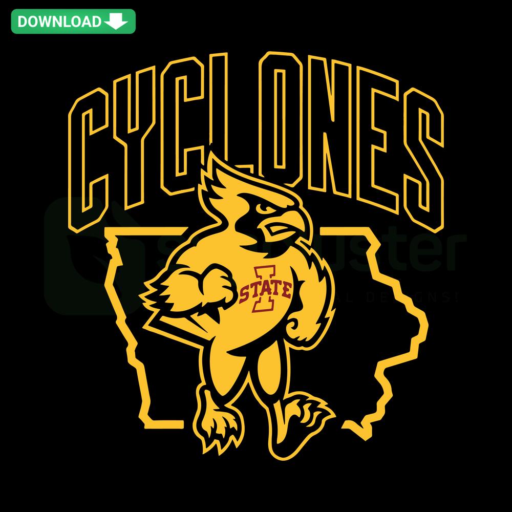 Cyclones NCAA SVG Map Design, Team Scrapbooking Download, NCAA Cyclones SVG for DIY Crafts, Decorative Sports Map