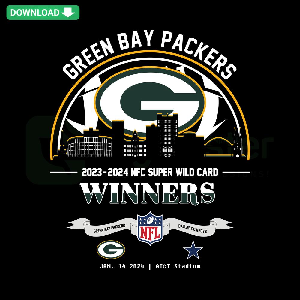 Green Bay Packers NFC Super Wild Card Winners SVG, skyline design, commercial SVG files, football team SVG