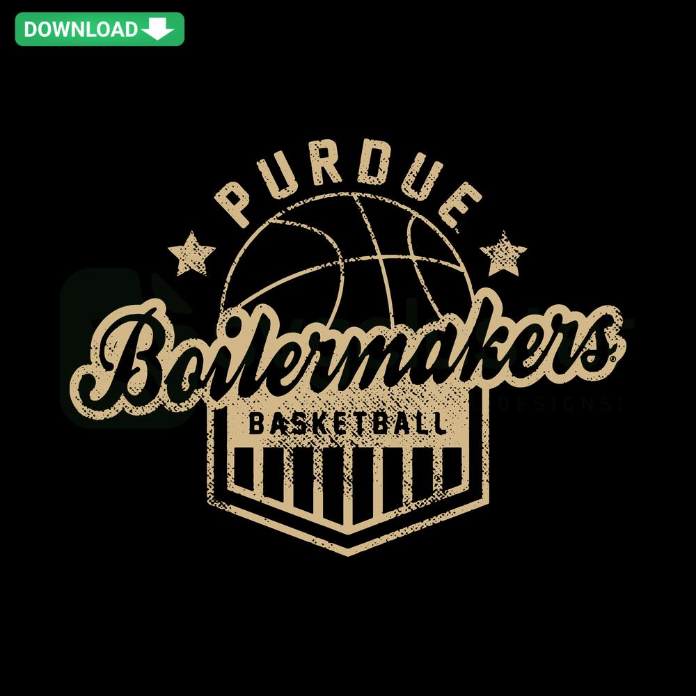 Retro Purdue Boilermakers NCAA Basketball SVG design, bold vintage style, instant Cricut download for fans and crafters.