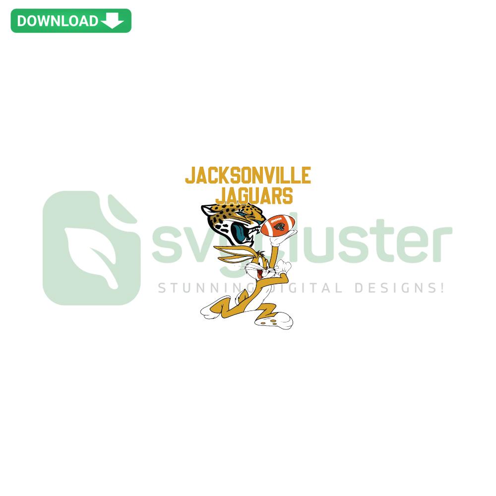 Jacksonville Jaguars Football Bunny SVG: High-quality graphic featuring a cute rabbit in a Jaguars jersey with football elements.