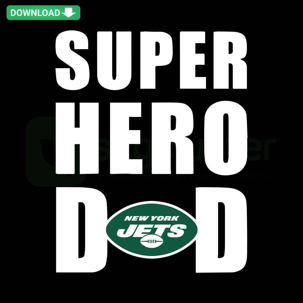 Super Hero Dad New York Jets SVG: Digital design featuring a superhero dad with Jets logo, ideal for crafts & DIY projects.
