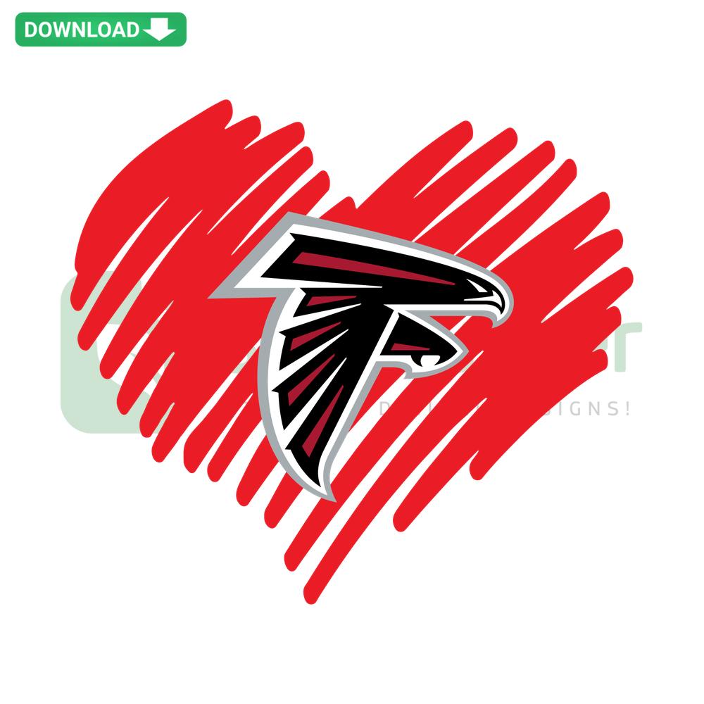 Atlanta Falcons Heart SVG Design featuring team logo, perfect for DIY crafts and vinyl projects. Digital download available.