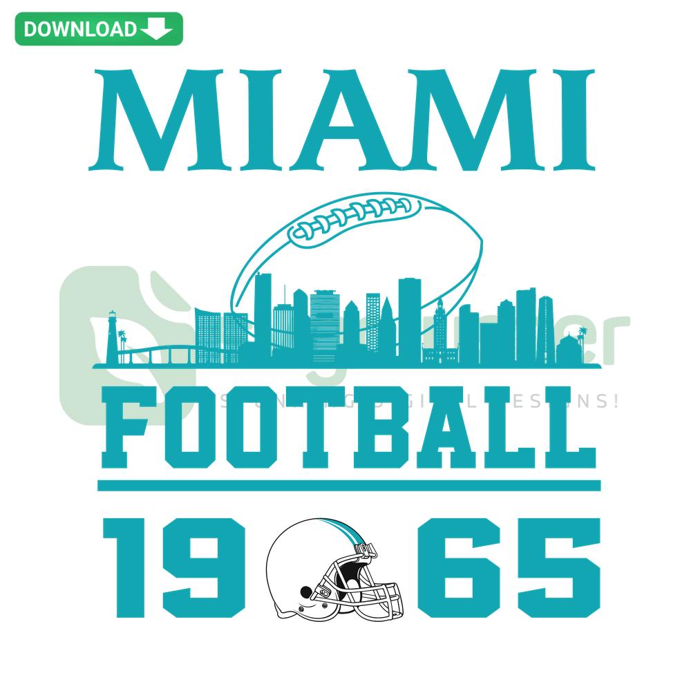 Miami Football Skyline 1965 SVG, Vintage Premium Design, Digital Download for Designers, High-Quality Cityscape Graphic File