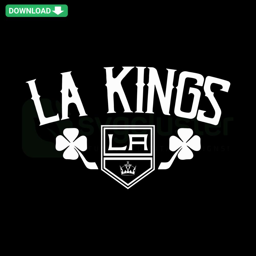 Vintage Los Angeles Kings St Patrick's Day SVG, green shamrock design, digital download, printable craft SVG for DIY projects.