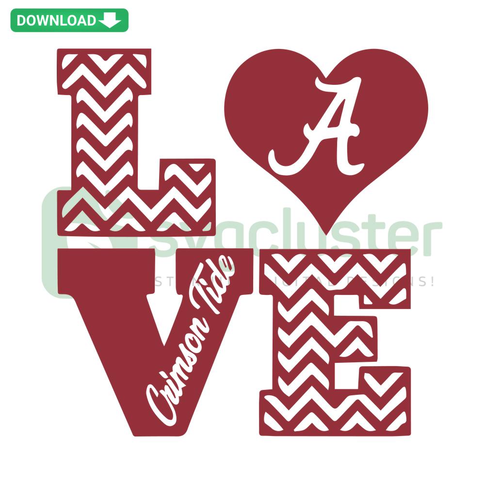 Crimson Tide SVG Design, Heart Shape, Digital Download, Love Football, Alabama Fan Art, Vector Graphic, DIY Crafting