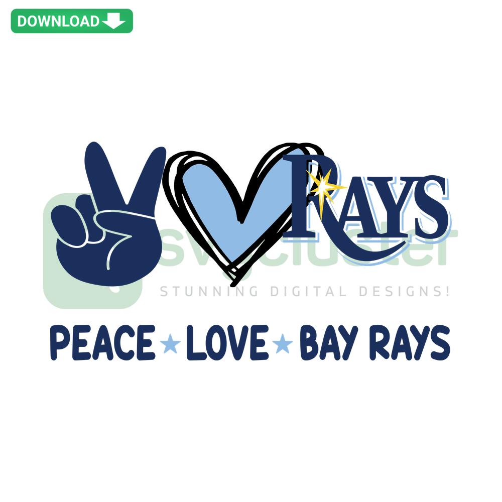 Peace Love Bay Rays SVG design featuring a heart, peace sign, and rays logo; instant digital download for crafts and apparel.