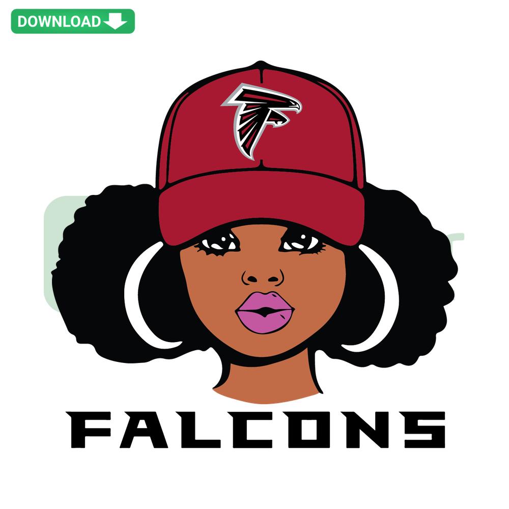 Atlanta Falcons Girl SVG digital download: sporty girl silhouette with team colors, ideal for Cricut crafts and DIY projects.