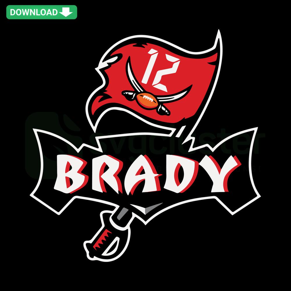 Tom Brady Tampa Bay Buccaneers SVG, bold football-themed design, digital download for crafting and printable projects.