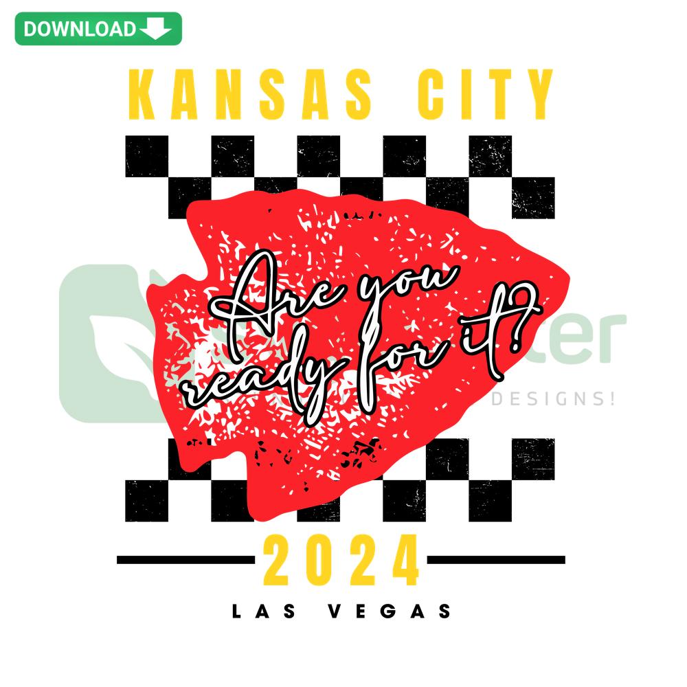 Kansas City Super Bowl LVIII SVG design featuring Chiefs logo, football elements, and bold text celebrating the event.
