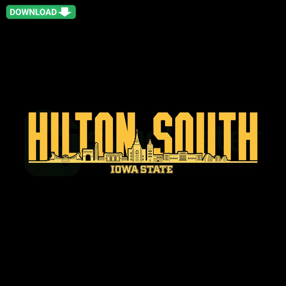 Hilton South Iowa State NCAA SVG Cricut Design Download, Instant File featuring team logo for craft projects and fan merchandise.