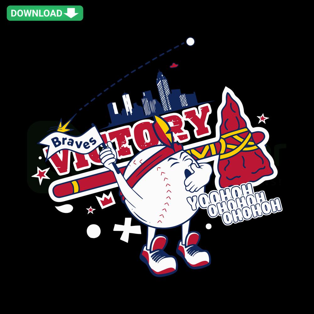 Atlanta Braves Victory Baseball MLB SVG digital download featuring team logo and championship graphics. Perfect for DIY crafts.