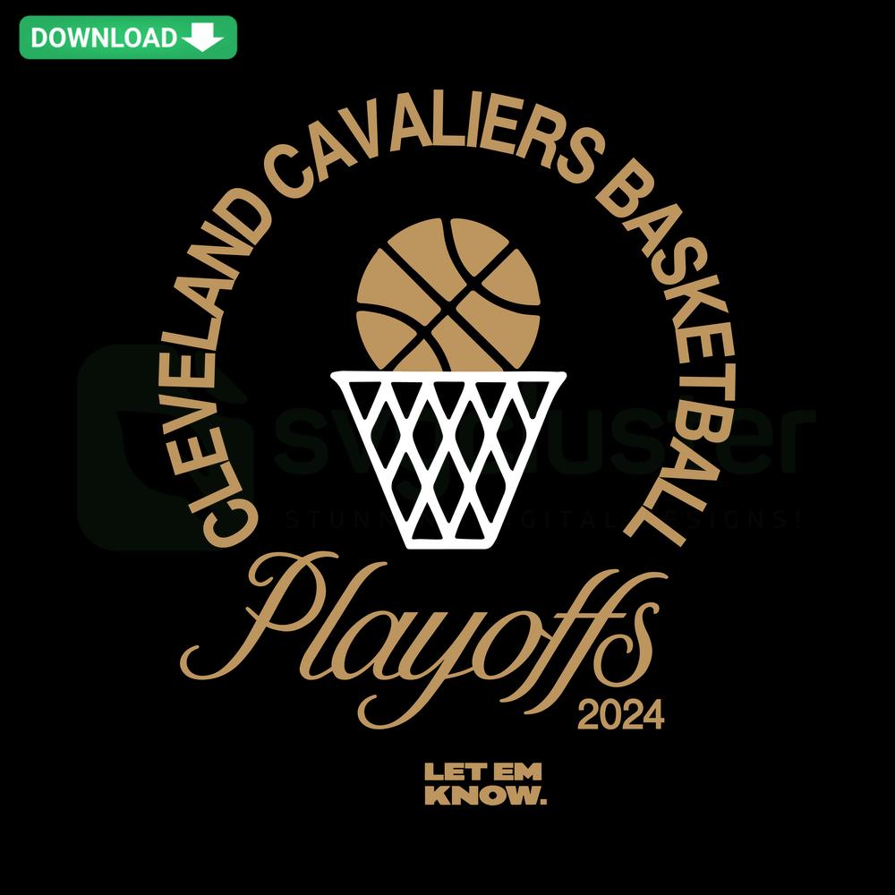 Cleveland Cavaliers Playoffs 2024 NBA SVG Design with Vector Graphics, Bold Maroon and Gold Logo Elements, Perfect for Fans.