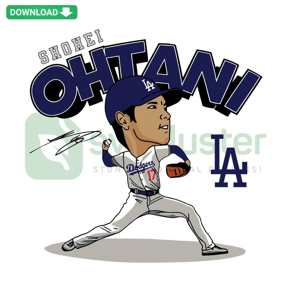 Los Angeles Dodgers Shohei Ohtani Baseball MLB SVG; Editable digital design showcasing Ohtani in Dodgers jersey