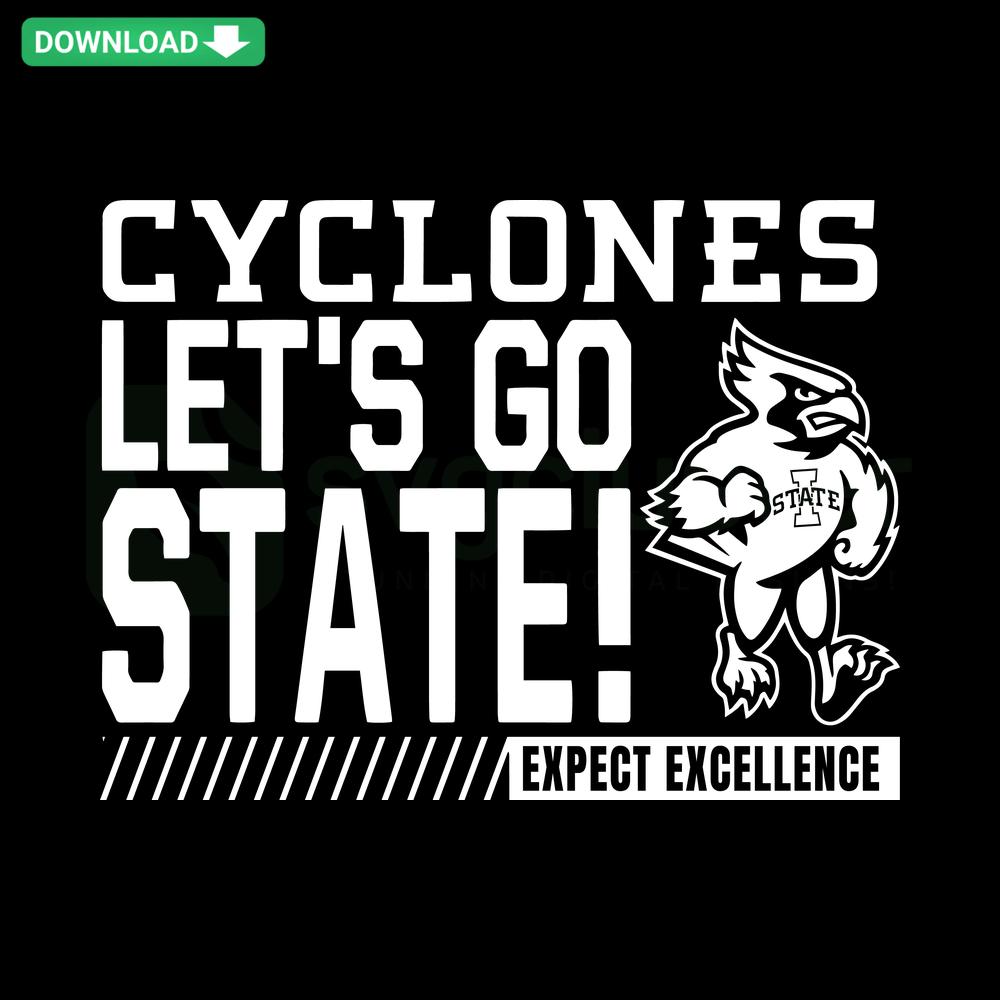 Iowa State Cyclones NCAA SVG design with Lets Go State text, perfect for print projects, fan merchandise, and sports apparel.