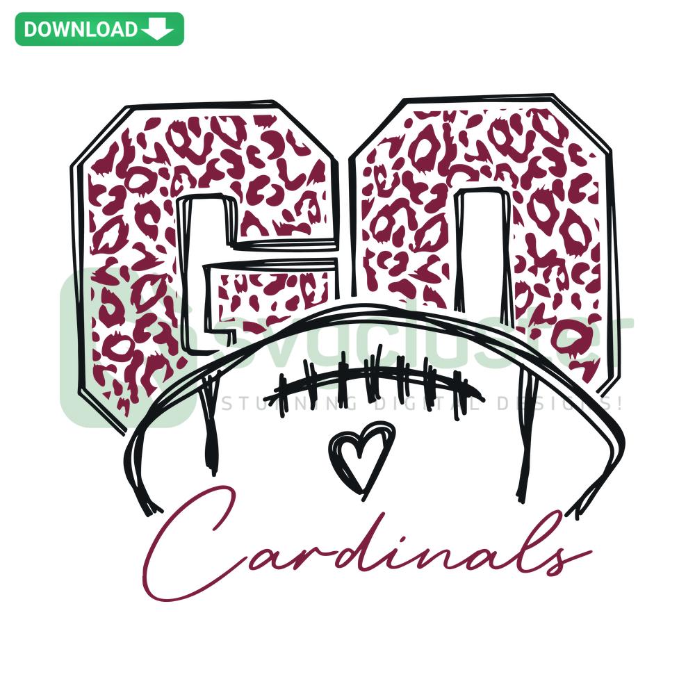 Go Cardinals Football SVG with Leopard Pattern, SVG Clip Art featuring a bold leopard print design with stylized football elements.