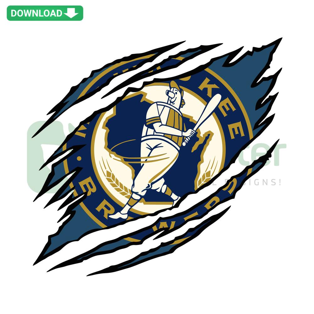 Brewers logo SVG digital download featuring iconic baseball glove and ball design. SVGCluster digital asset for fans.