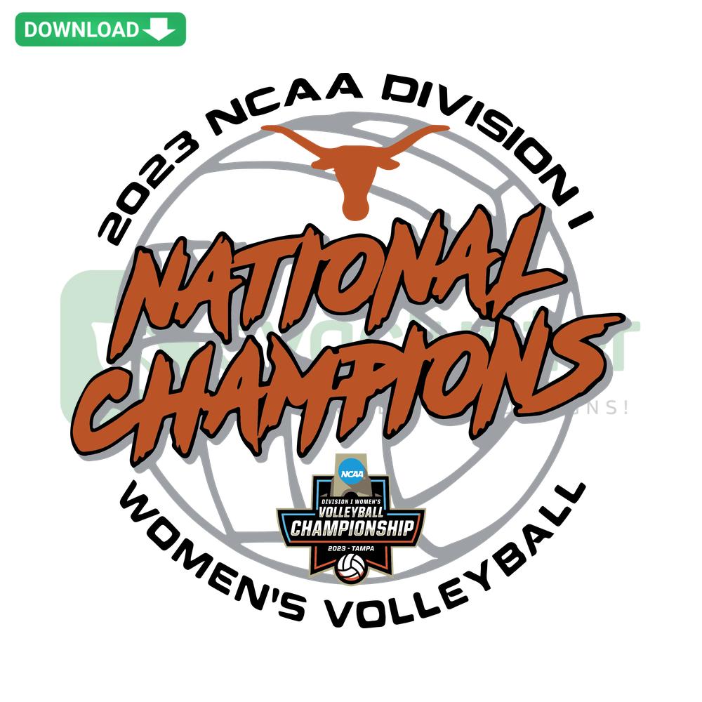 Texas Longhorns 2023 NCAA Volleyball Champion SVG, SVG Design Resources; vibrant sports-themed digital graphic design.