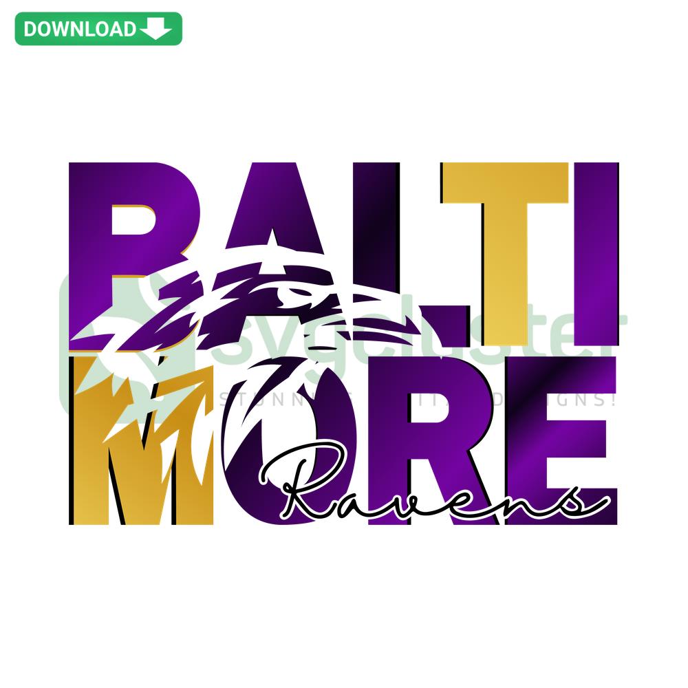 Retro Baltimore Ravens logo SVG for Cricut, digital download cut files, vintage football design, perfect for crafts and DIY projects.
