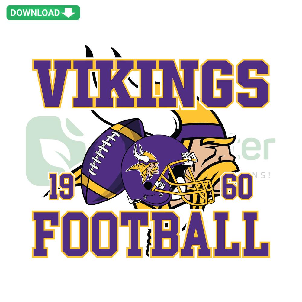 Vintage Vikings Football Helmet SVG, Digital Download, Printable SVG Design, Retro Sports Equipment, NFL-Inspired Vector Graphic.